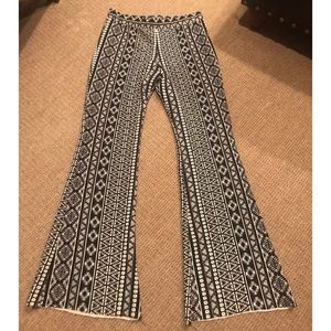 Flared leg, black and white boho pants